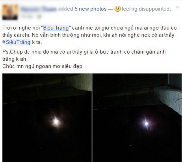 Một người dùng Facebook ở Việt Nam đăng hình ảnh thất vọng về 