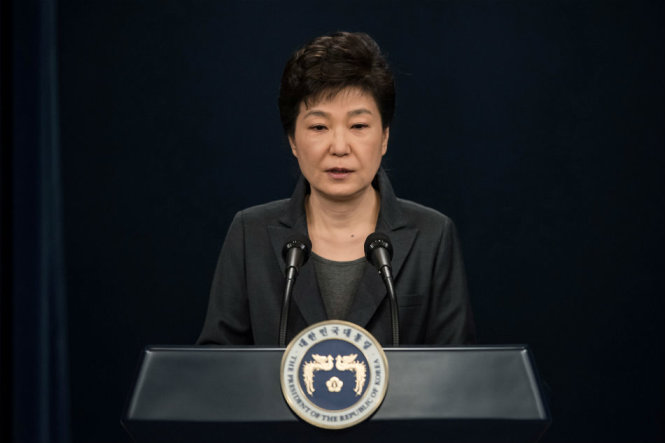 Tổng thống Hàn Quốc Park Geun Hye phát biểu tại Nhà Xanh hôm 4-11 - Ảnh: Reuters