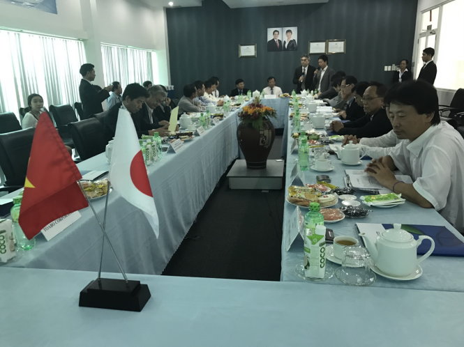 Đoàn doanh nghiệp Nhật thăm rụ sở Công ty CP KCN Thành Thành Công (TTCIZ) ngày 18-11. Ảnh Tấn Minh
