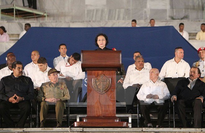 Chủ tịch Quốc hội Nguyễn Thị Kim Ngân phát biểu tại Lễ tưởng niệm Lãnh tụ Cuba Fidel Castro