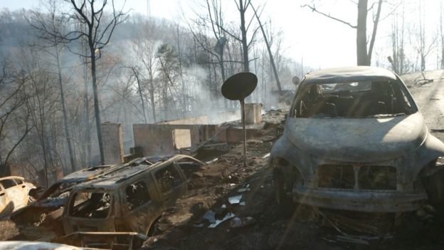 Ít nhất 150 tòa nhà ở Gatlinburg đã bị phá hủy - Ảnh: Getty Images