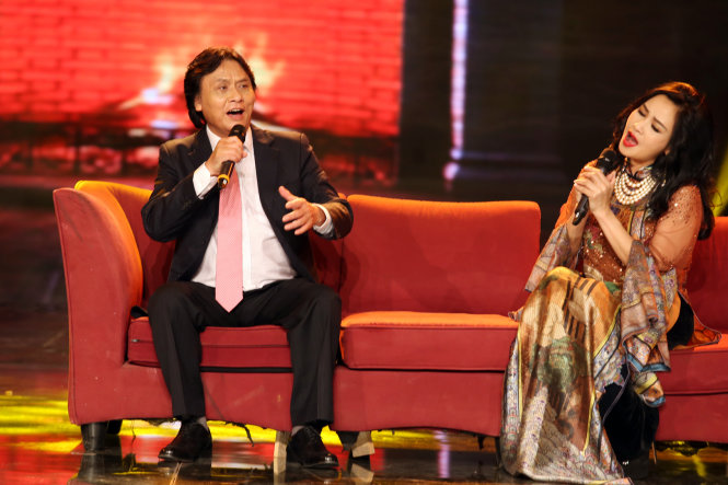 Ca sĩ Quang Lý hát cùng với Thanh Lam trong chương trình Giai điệu tự hào - Ảnh: GIA TIẾN