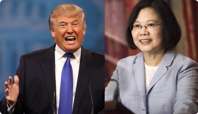 Tổng thống đắc cử Donald Trump và bà Thái Anh Văn, nhà lãnh đạo Đài Loan - Ảnh: AFP