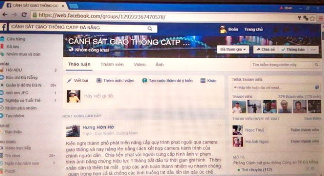 Trang facebook Cảnh sát giao thông CATP Đà Nẵng - Ảnh: Đoàn Cường