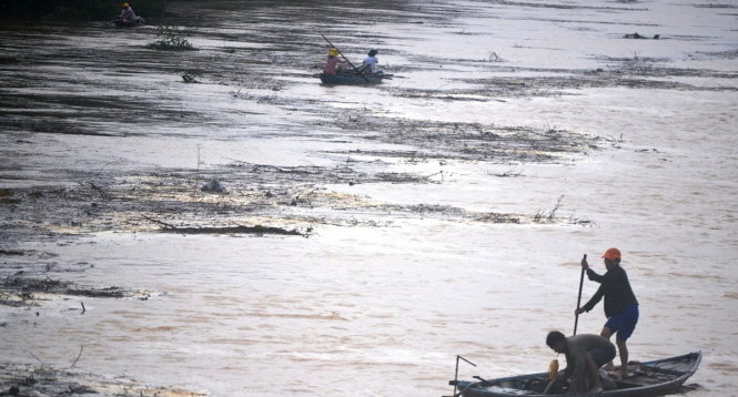 Trong những ngày mưa lũ mực nước các sông suối, ao hồ ở huyện Đại Lộc lên rất cao. Ảnh: LÊ TRUNG