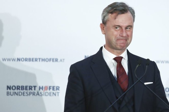 Chính trị gia cực hữu Norbert Hofer đã thừa nhận thất bại trong cuộc bầu cử tổng thống tại Áo - Ảnh: Getty Images