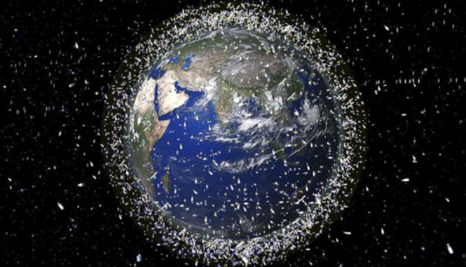 Ảnh minh họa số lượng rác đang bay trên quỹ đạo xung quanh trái đất - Ảnh: BBC