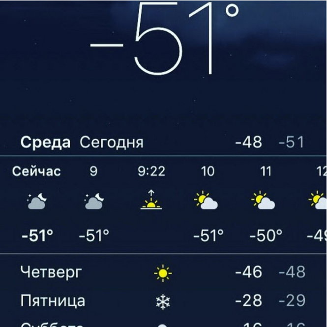 Biểu nhiệt độ ở Siberia được người dân chia sẻ lên mạng - Ảnh: RT/Instagram