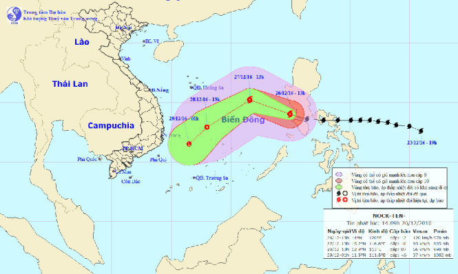 Dự báo đường đi của bão số 10 - Ảnh: Trung tâm Dự báo KTTVTƯ