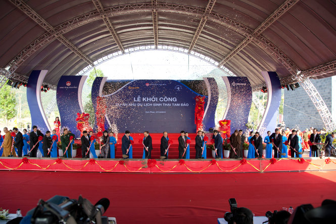 Tỉnh Vĩnh Phúc và Tập đoàn Sun Group đã tổ chức Lễ khởi công Dự án Khu du lịch sinh thái Tam Đảo tại xã Đại Đình, huyện Tam Đảo. Ảnh N.ÁNH