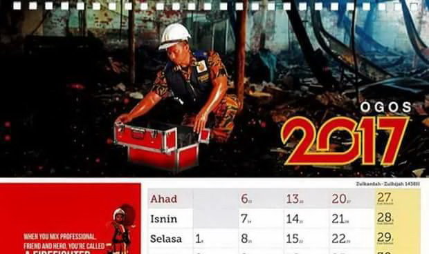 Hình ảnh trên bộ lịch của lính cứu hỏa Malaysia - Ảnh: The Star
