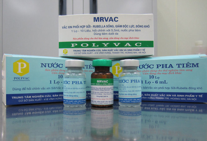 Vắcxin MR do POLYVAC sản xuất - Ảnh: Cơ quan Hợp tác quốc tế Nhật Bản cung cấp