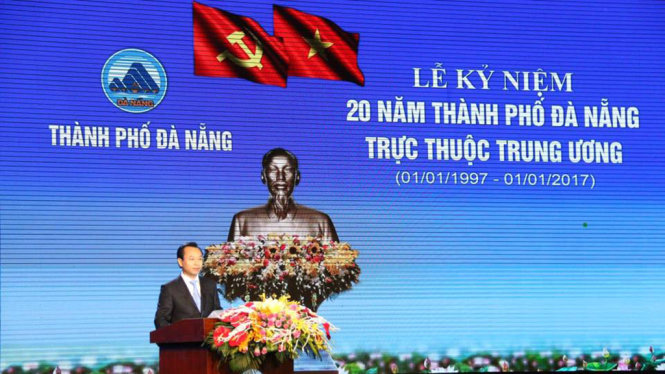 Bí thư Thành ủy Nguyễn Xuân Anh phát biểu tại lễ kỷ niệm - Ảnh: H.A