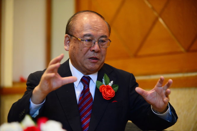 Ông Takebe Tsutomu - nguyên bộ trưởng Bộ Nông lâm, thủy sản Nhật Bản, trưởng ban tổ chức Lễ hội Nhật Bản - Việt Nam - Ảnh: QUANG ĐỊNH