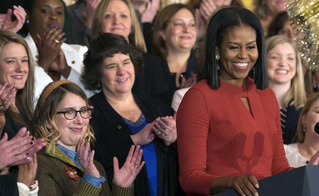 Đệ nhất phu nhân Michelle Obama phát biểu tại phòng Đông của Nhà Trắng - Ảnh: AFP