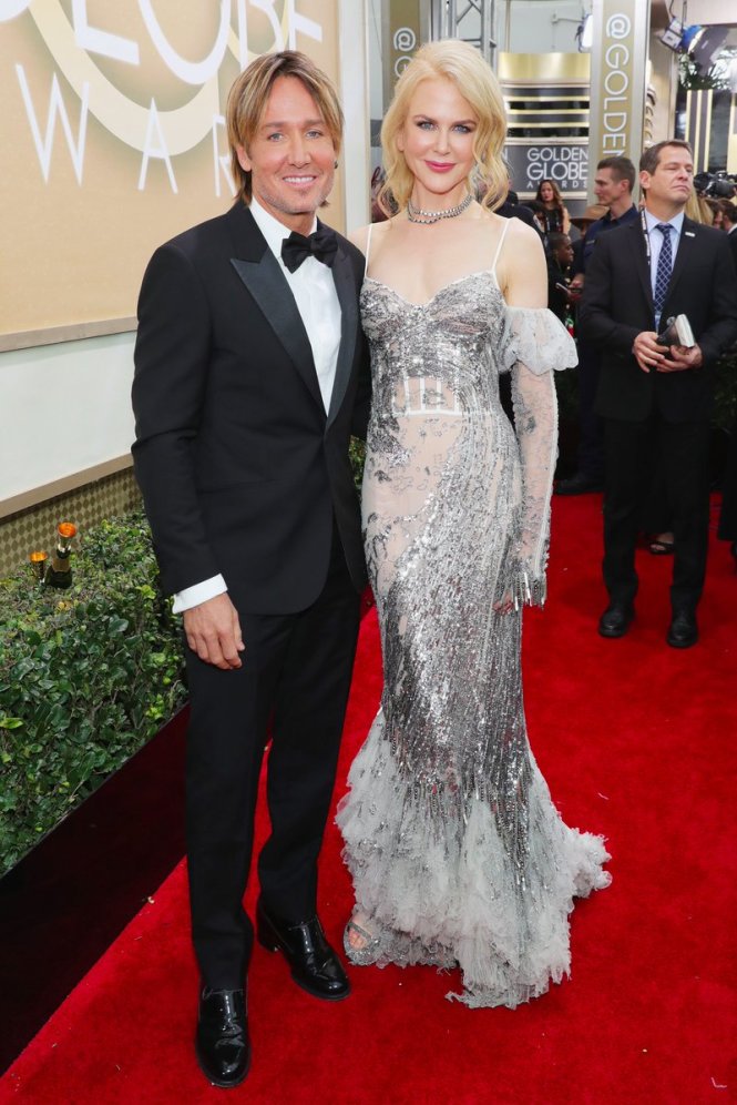 Nicole Kidman và chồng trên thảm đỏ Quả Cầu Vàng 2017 - Ảnh: Getty