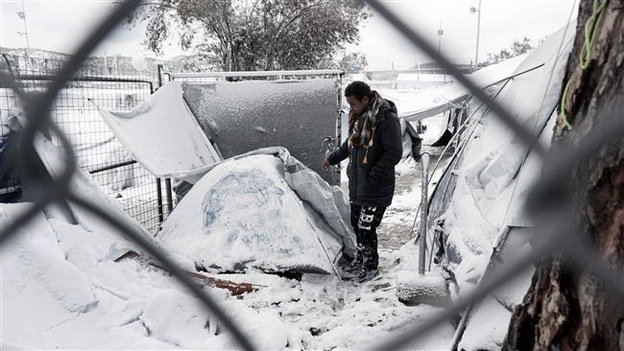 Một người tị nạn ở Lesbos, Hi Lạp - Ảnh: AFP