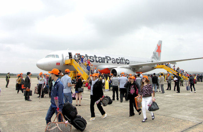 Máy bay của Hãng hàng không Jetstar Pacific khai thác đường bay Đồng Hới - TP.HCM