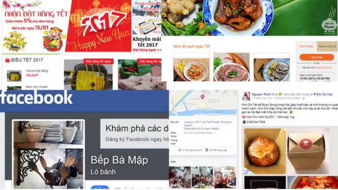 Các trang mạng giới thiệu bán món ăn ngày tết - Ảnh: Châu Anh