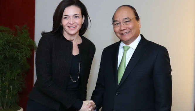 Thủ tướng Nguyễn Xuân Phúc gặp giám đốc điều hành Facebook Sheryl Sandberg - Ảnh: TTXVN