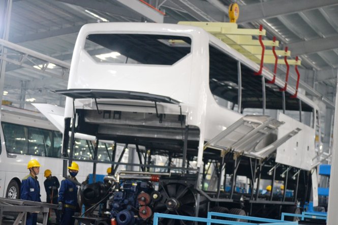 Xưởng của Thaco Bus đã hoạt động trở lại - Ảnh: Lê Trung