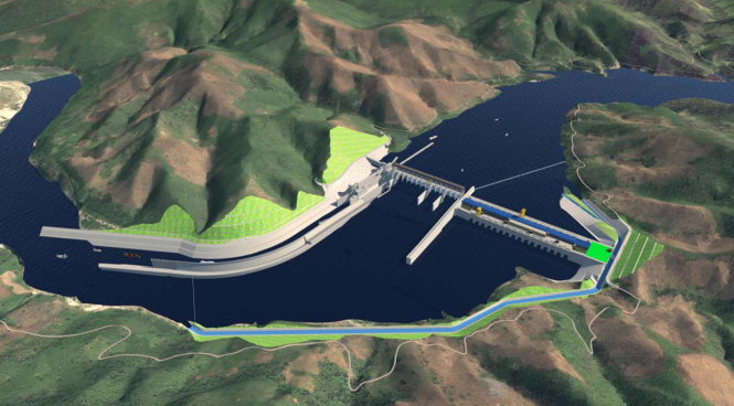 Mô hình dự án đập thủy điện Pak Beng trên dòng chính sông Mekong thuộc lãnh thổ Lào -Ảnh: Pak Beng Hydropower Project