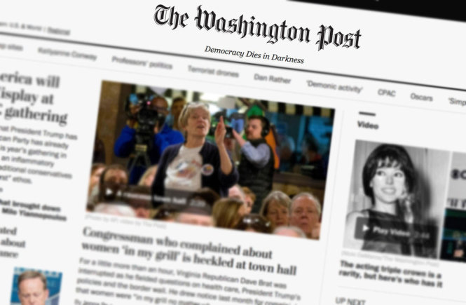 Slogan mới trên phiên bản online của báo Washington Post - Ảnh: Longroom