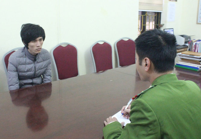 Nguyễn Văn Thọ tại cơ quan cảnh sát điều tra - Ảnh: VI THU