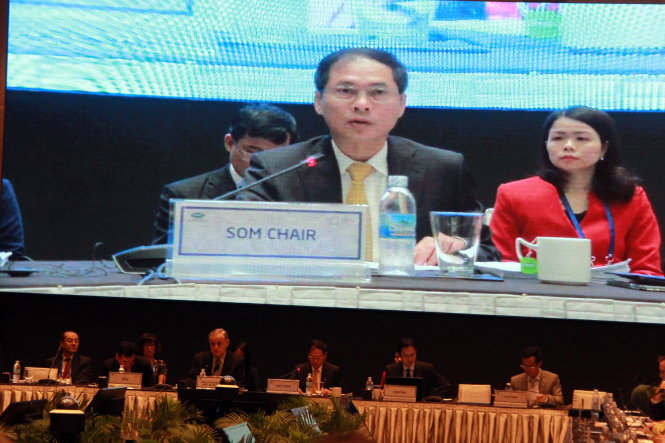 Thứ trưởng ngoại giao Bùi Thanh Sơn chủ trì phiên khai mạc SOM 1 - Ảnh: TR.TÂN