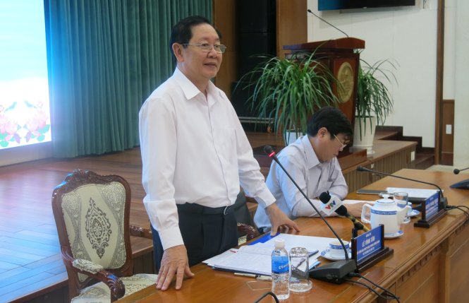 Bộ trưởng Bộ Nội vụ Lê Vĩnh Tân phát biểu tại buổi làm việc ngày 10-3 - Ảnh: Mai Hương