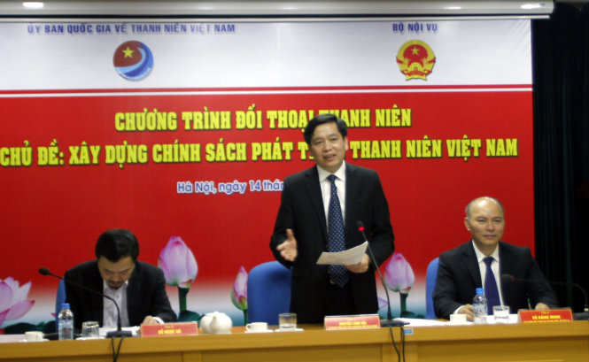 Anh Nguyễn Long Hải, bí thư Trung ương Đoàn, Phó chủ nhiệm thường trực Ủy ban quốc gia về thanh niên Việt Nam,  cho biết năm 2018 sẽ xây dựng, trình Quốc hội Luật TN sửa đổi -
 Ảnh: Đ.Bình