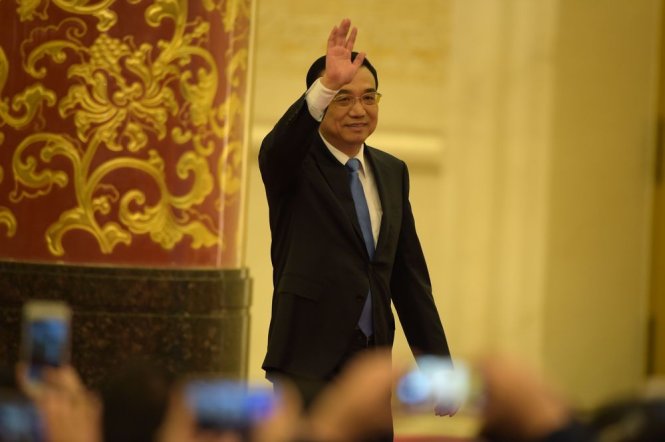 Thủ tướng Trung Quốc Lý Khắc Cường tại Bắc Kinh sáng 15-3 - Ảnh: AFP