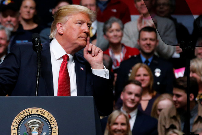 Ông Trump trong một sự kiện ngày 15-3 tại Nashville, Tennessee - Ảnh: Reuters