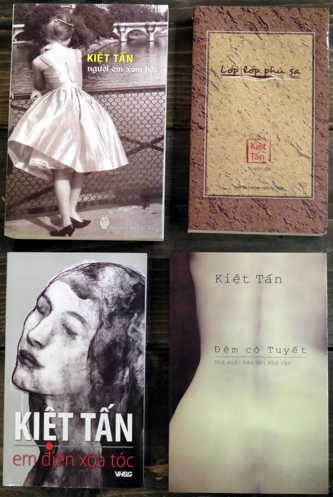 4 đầu sách của Kiệt Tấn xuất bản tại Việt Nam - Ảnh: L.Điền