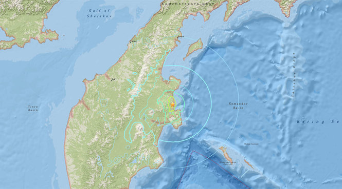 Bản đồ khu vực xảy ra động đất - Ảnh: USGS