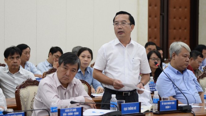Ông Trần Quốc Thuận, Chủ tich UBND quận 1 phát biểu về Việt hè - Ảnh Tự Trung