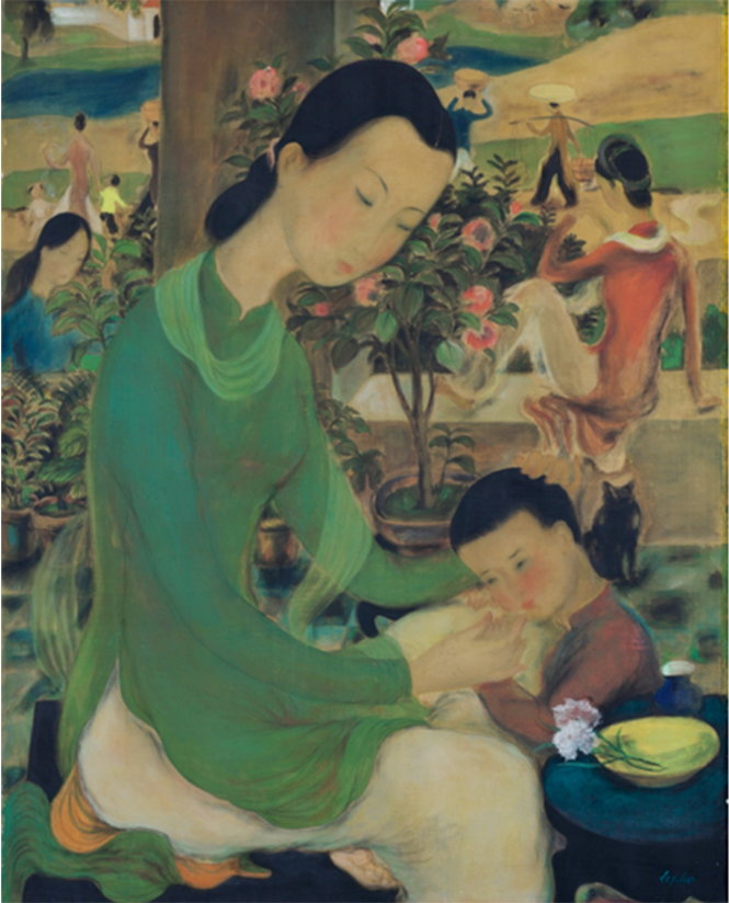 Tác phẩm Đời sống gia đình của họa sĩ Lê Phổ được bán đấu giá gần 1,2 triệu USD - Ảnh: Sothebys.com