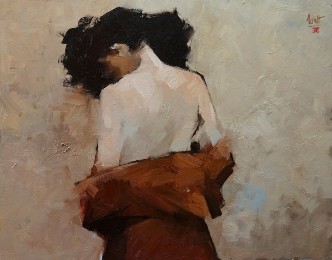 Tranh sơn dầu khỏa thân của họa sĩ Nguyễn Thanh Bình cũng đắt đỏ không kém các thể loại tranh khác của anh- Ảnh: NVCC