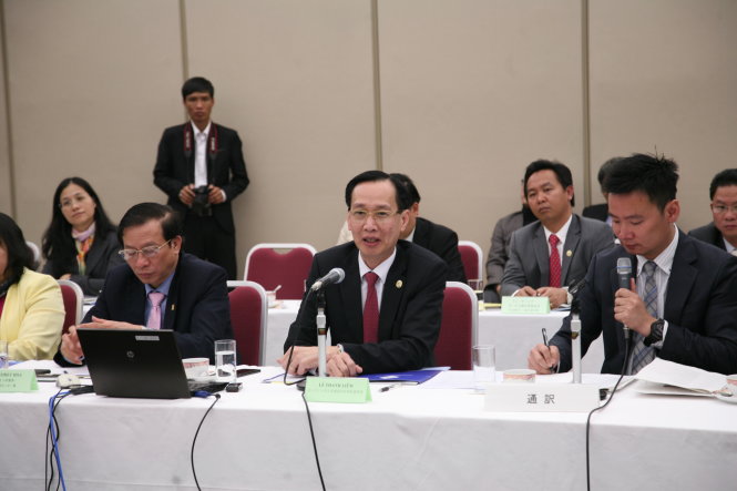 Phó chủ tịch thường trực TP.HCM Lê Thanh Liêm làm việc với Liên đoàn kinh tế Nhật Bản (Keidanren) và bày tỏ Nhật Bản sẽ là nhà đầu tư hàng đầu vào TP.HCM - Ảnh: VIỄN SỰ