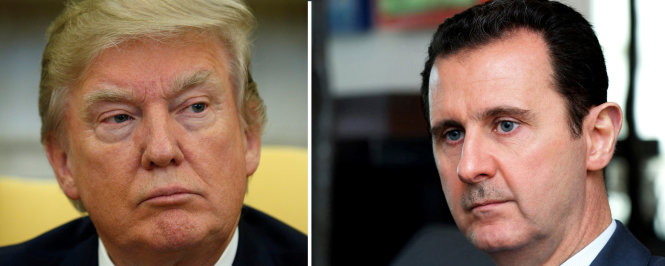 Tổng thống Mỹ Donald Trump (trái) và Tổng thống Syria Bashar al-Assad - Ảnh: Reuters