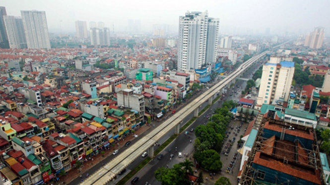 Tuyến đường sắt trên cao Cát Linh - Hà Đông chuẩn bị đưa vào vận hành đã bị đội vốn 250 triệu USD - Ảnh: Nguyễn Khánh