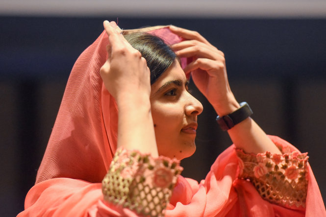 Malala Yousafzai tại trụ sở Liên Hiệp Quốc ở Mỹ ngày 10-4 - Ảnh: Reuters