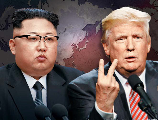 Nhà lãnh đạo Triều Tiên Kim Jong Un (trái) và Tổng thống Mỹ Donald Trump (phải) - Ảnh: Chosun