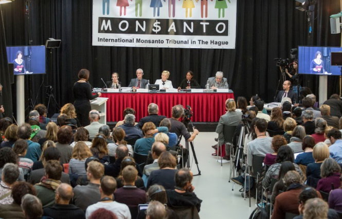 Tòa án quốc tế về Monsanto tại La Haye (Hà Lan) mở phiên tòa vào tháng 10-2016 - Ảnh: Greenpeace