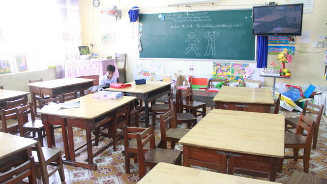 Trường tiểu học Phan Thanh do số lượng học sinh giảm mạnh nên dôi dư  nhiều phòng học - Ảnh: ĐOÀN CƯỜNG