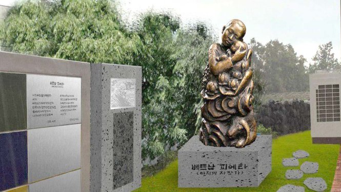 Phối cảnh tượng Pieta Việt Nam trên đảo Jeju - Ảnh do Quỹ Hòa bình Hàn - Việt cung cấp