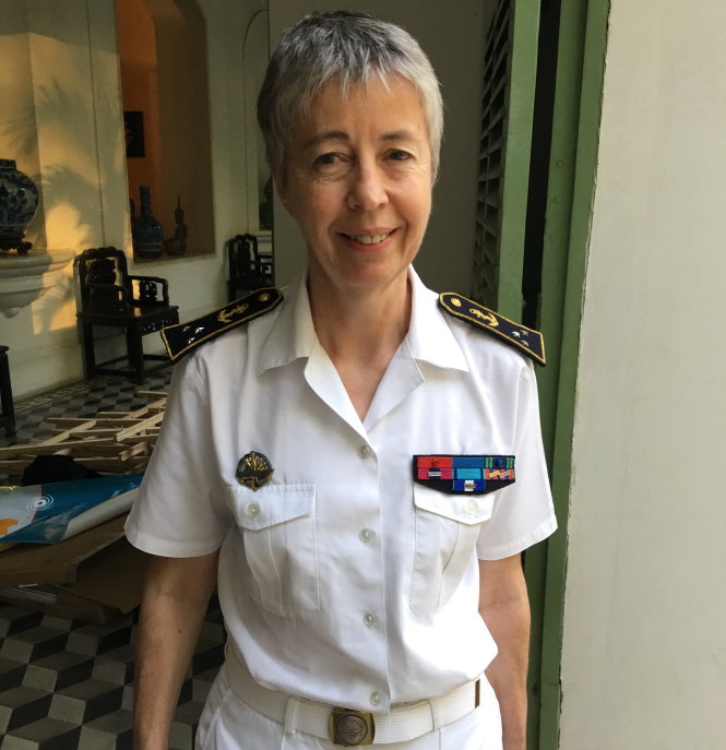Phó đô đốc Anne Cullerre tại hội thảo An ninh Môi trường chiều 20-4 - Ảnh: Trần Phương