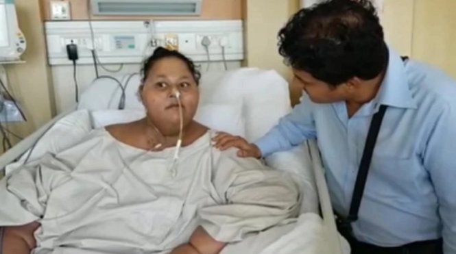 Cô Eman trong đoạn clip do bệnh viện công bố - Ảnh: NDTV