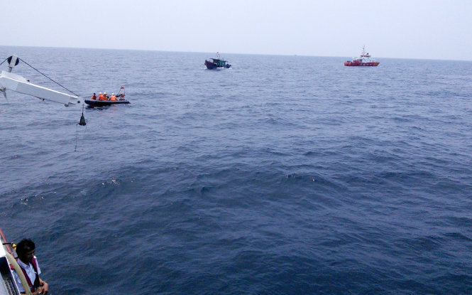 Hiện trường tìm kiếm ngư dân mất tích của tàu HP 09364 TS - Ảnh: Vietnam MRCC