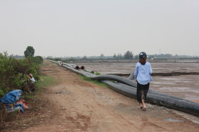 Khu vực bãi nuôi ngao của người dân xã Đồng Bài, huyện Cát Hải đã được san lấp để chuẩn bị cho việc xây dựng cáp treo - Ảnh: TIẾN THẮNG